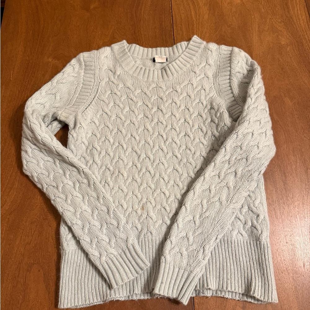 J Crew wmns Cable Knit Sweater wool/angora blend soft preppy cottage sz m